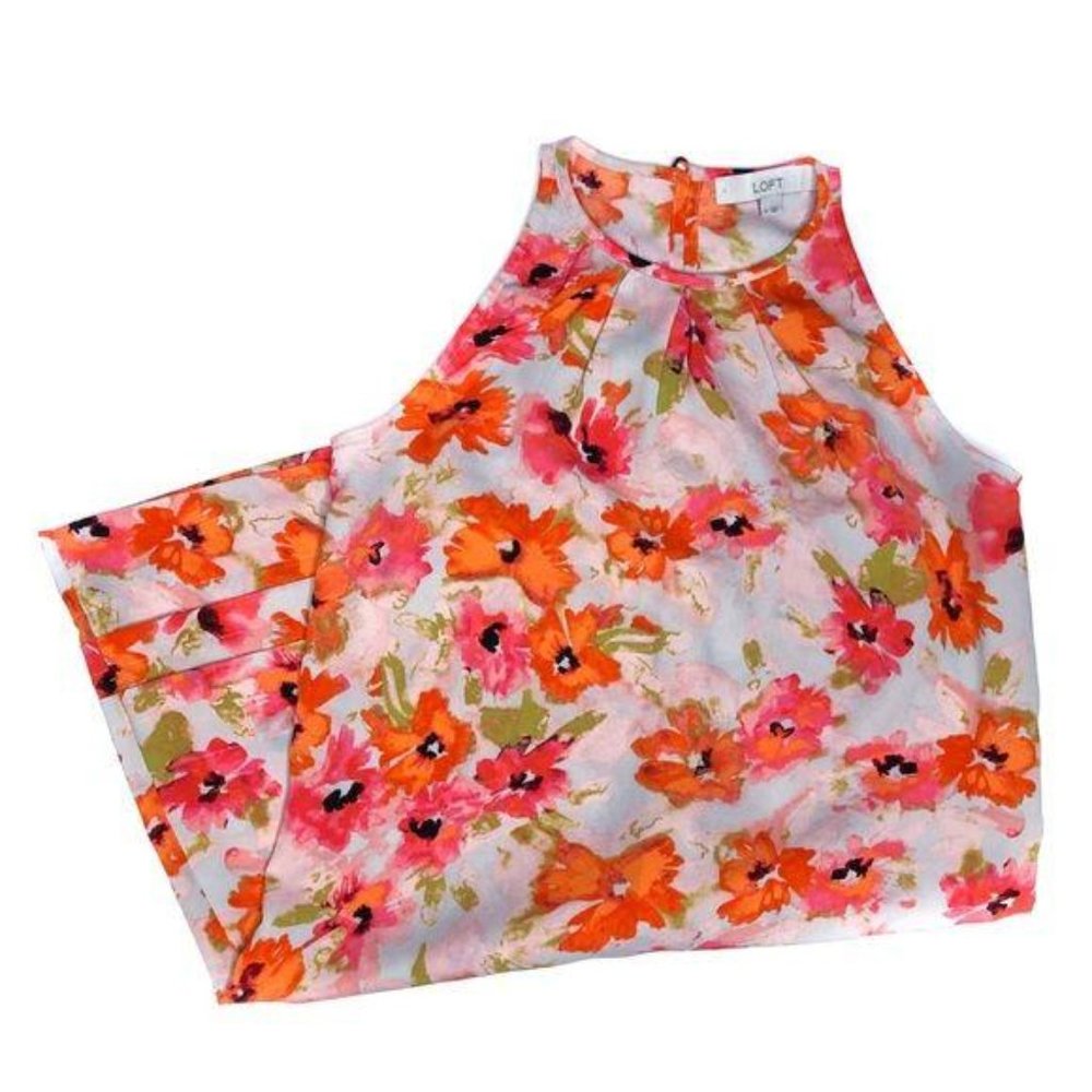 LOFT Orange Floral Shift Dress